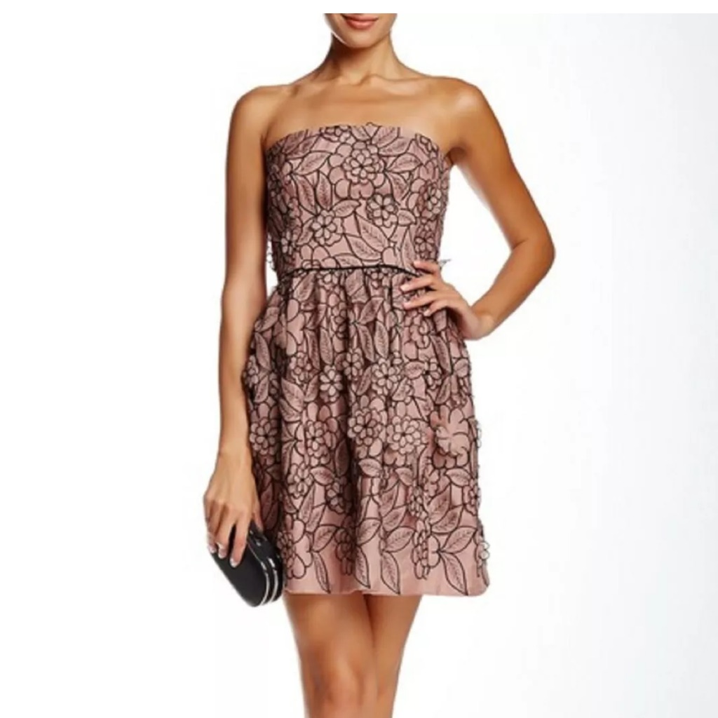 Jill Stuart Floral 100% Silk Organza Short Dress Dusty Rose Pink Nwt